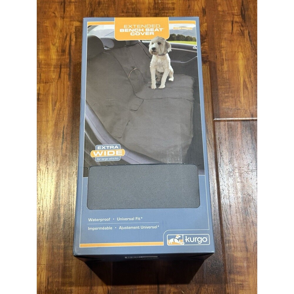 Kurgo Extended Bench Seat Cover Charcoal Extra Wide Waterproof Dog Car Protector